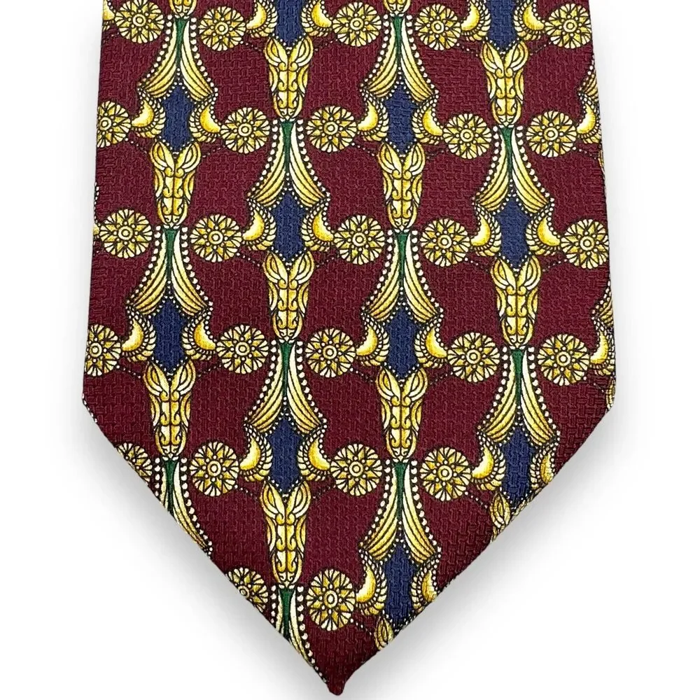 Tutto‎ Matto Mens Silk Dress Tie Made in Italy Geometric Gold Pattern 60 3.75